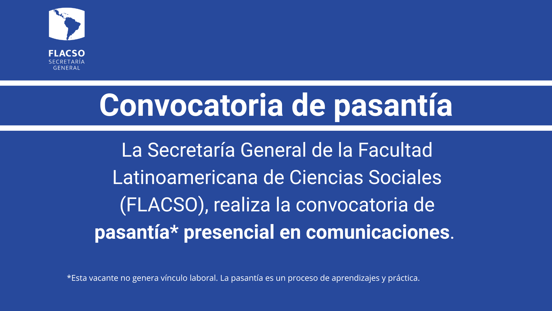 convocatoria pasantía en comunicaciones y relaciones internacionales